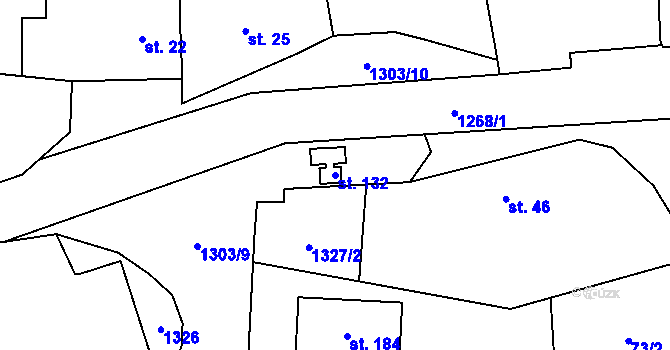 Parcela st. 132 v KÚ Krpy, Katastrální mapa