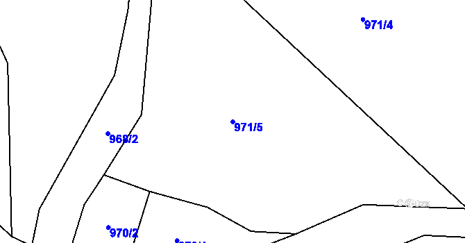 Parcela st. 971/5 v KÚ Krpy, Katastrální mapa