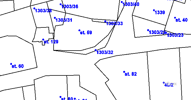 Parcela st. 1303/32 v KÚ Krpy, Katastrální mapa