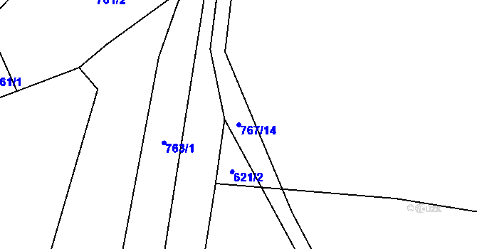 Parcela st. 767/14 v KÚ Krpy, Katastrální mapa