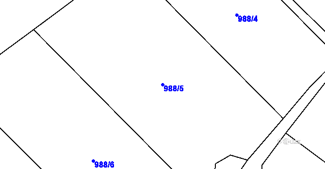 Parcela st. 988/5 v KÚ Krpy, Katastrální mapa