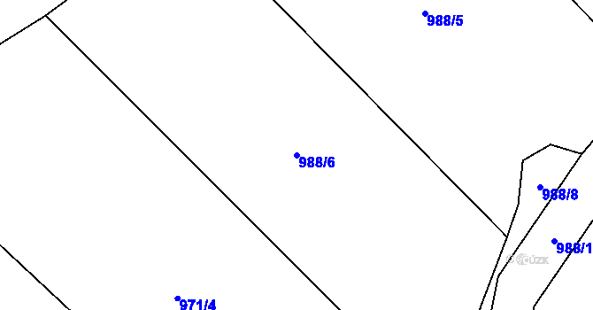 Parcela st. 988/6 v KÚ Krpy, Katastrální mapa