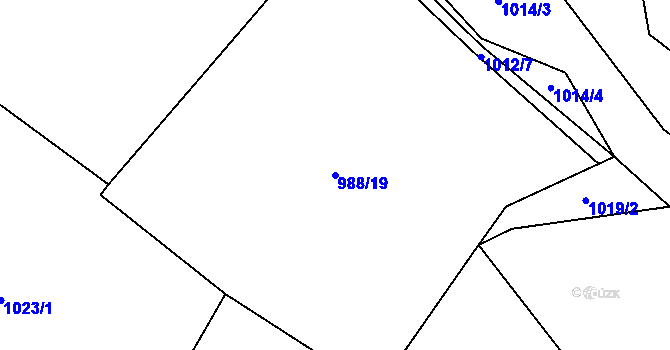Parcela st. 988/19 v KÚ Krpy, Katastrální mapa