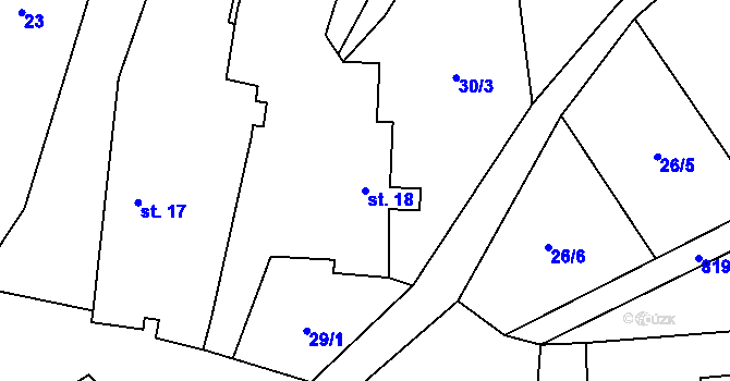 Parcela st. 18 v KÚ Kejšovice, Katastrální mapa