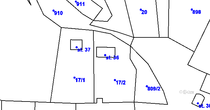 Parcela st. 36 v KÚ Kejšovice, Katastrální mapa