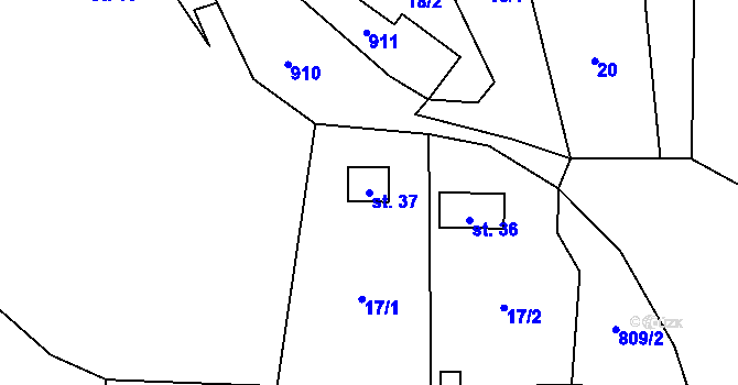 Parcela st. 37 v KÚ Kejšovice, Katastrální mapa
