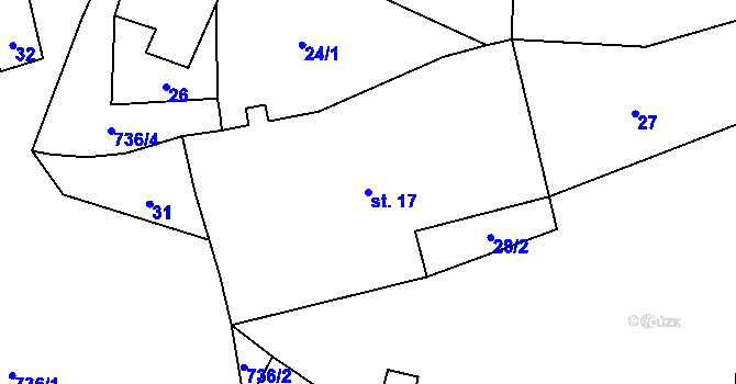 Parcela st. 17 v KÚ Trhomné, Katastrální mapa