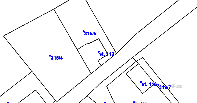 Parcela st. 113 v KÚ Trhomné, Katastrální mapa