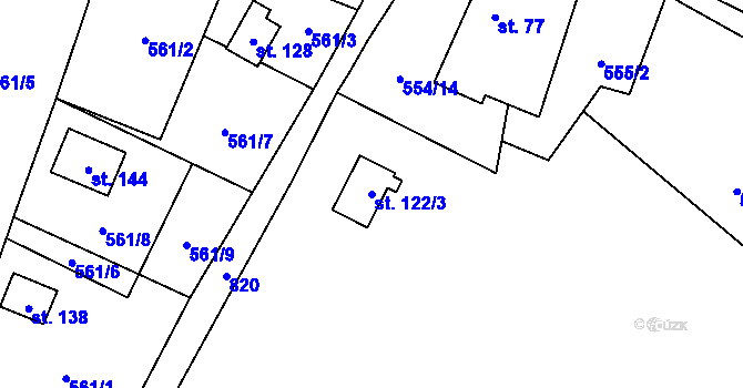 Parcela st. 122/3 v KÚ Trhomné, Katastrální mapa