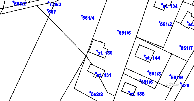 Parcela st. 130 v KÚ Trhomné, Katastrální mapa