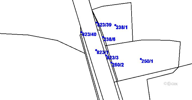 Parcela st. 823/1 v KÚ Trhomné, Katastrální mapa