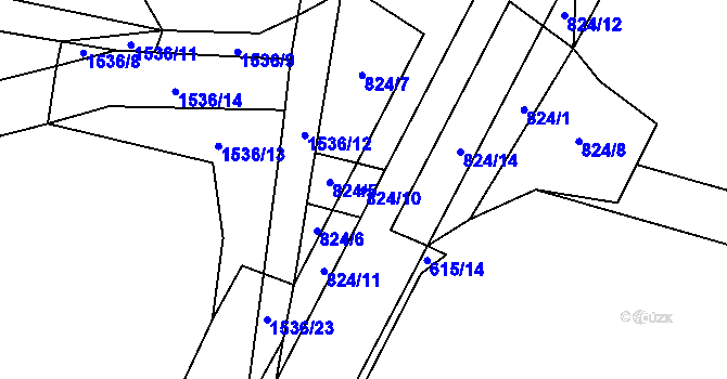 Parcela st. 824/10 v KÚ Trhomné, Katastrální mapa