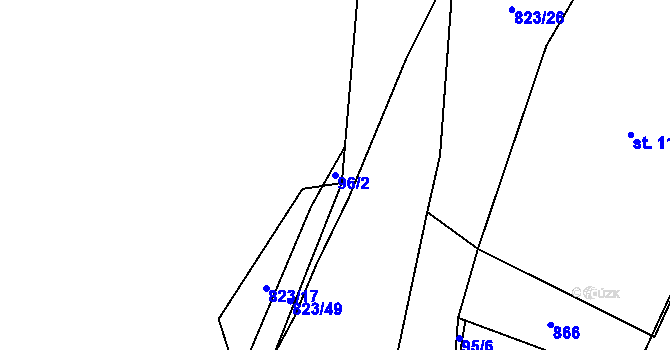 Parcela st. 96/2 v KÚ Trhomné, Katastrální mapa