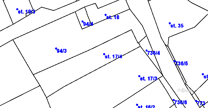 Parcela st. 17/4 v KÚ Krtov, Katastrální mapa