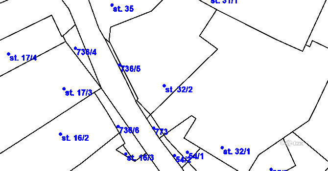 Parcela st. 32/2 v KÚ Krtov, Katastrální mapa