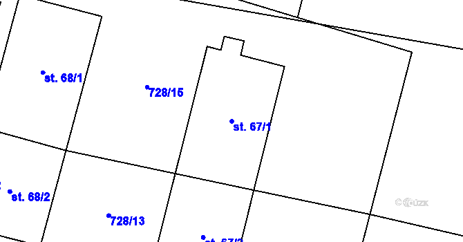 Parcela st. 67/1 v KÚ Krtov, Katastrální mapa