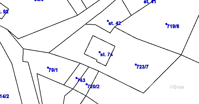 Parcela st. 74 v KÚ Krtov, Katastrální mapa