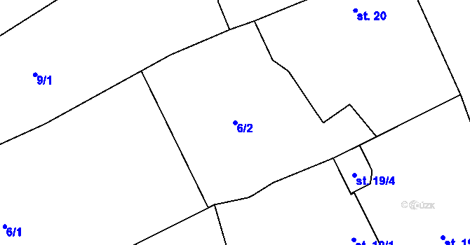 Parcela st. 6/2 v KÚ Krtov, Katastrální mapa