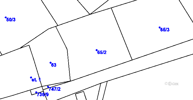 Parcela st. 65/2 v KÚ Krtov, Katastrální mapa