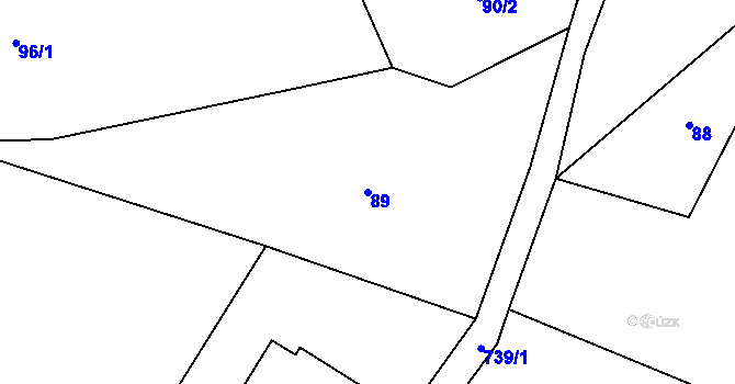 Parcela st. 89 v KÚ Krtov, Katastrální mapa