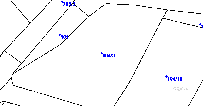 Parcela st. 104/3 v KÚ Krtov, Katastrální mapa