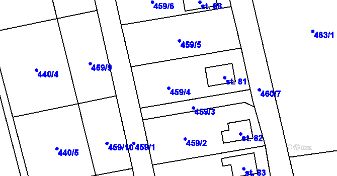 Parcela st. 459/4 v KÚ Krtov, Katastrální mapa