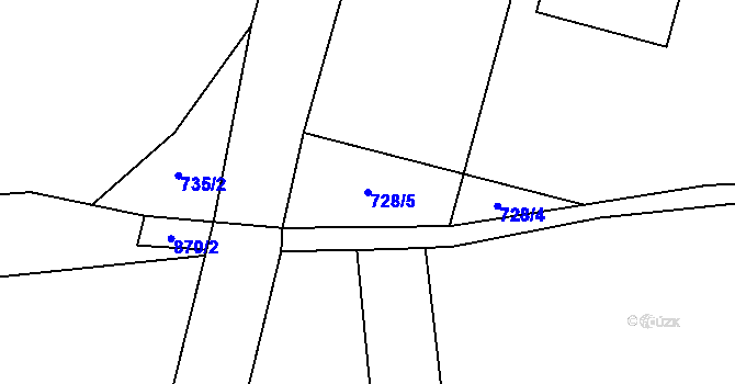 Parcela st. 728/5 v KÚ Krtov, Katastrální mapa