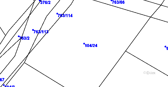 Parcela st. 104/24 v KÚ Krtov, Katastrální mapa