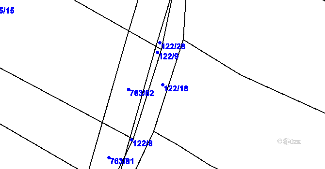 Parcela st. 122/18 v KÚ Krtov, Katastrální mapa