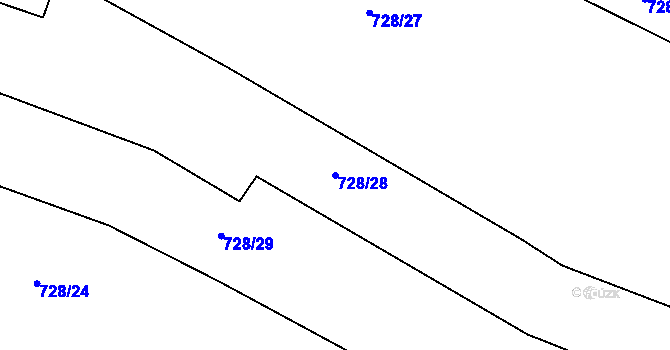 Parcela st. 728/28 v KÚ Krtov, Katastrální mapa