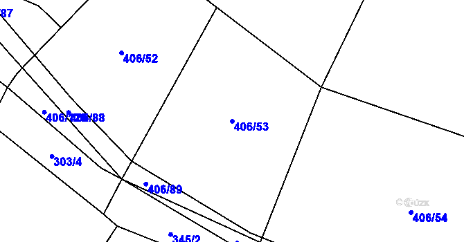 Parcela st. 406/53 v KÚ Krtov, Katastrální mapa