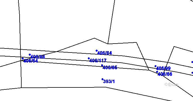 Parcela st. 406/84 v KÚ Krtov, Katastrální mapa