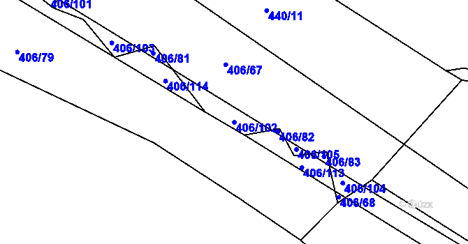 Parcela st. 406/102 v KÚ Krtov, Katastrální mapa