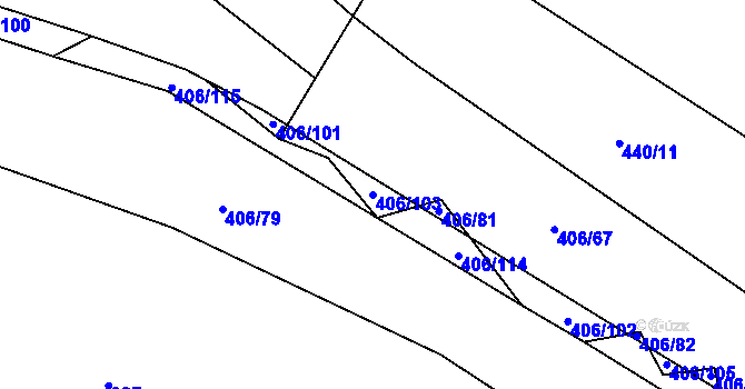 Parcela st. 406/103 v KÚ Krtov, Katastrální mapa