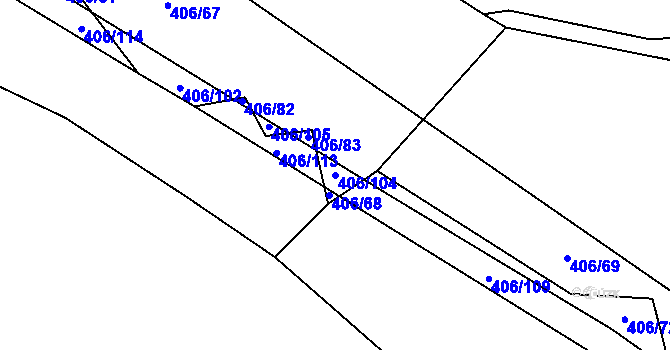 Parcela st. 406/104 v KÚ Krtov, Katastrální mapa