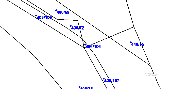 Parcela st. 406/106 v KÚ Krtov, Katastrální mapa
