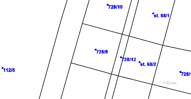 Parcela st. 728/9 v KÚ Krtov, Katastrální mapa