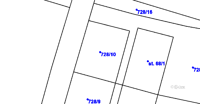 Parcela st. 728/10 v KÚ Krtov, Katastrální mapa