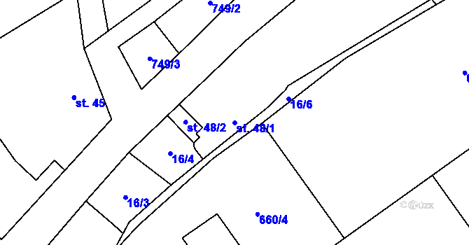 Parcela st. 48/1 v KÚ Krtov, Katastrální mapa