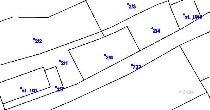Parcela st. 2/6 v KÚ Krtov, Katastrální mapa