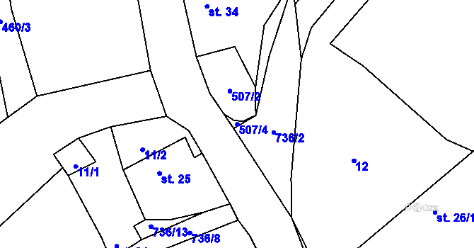 Parcela st. 507/4 v KÚ Krtov, Katastrální mapa