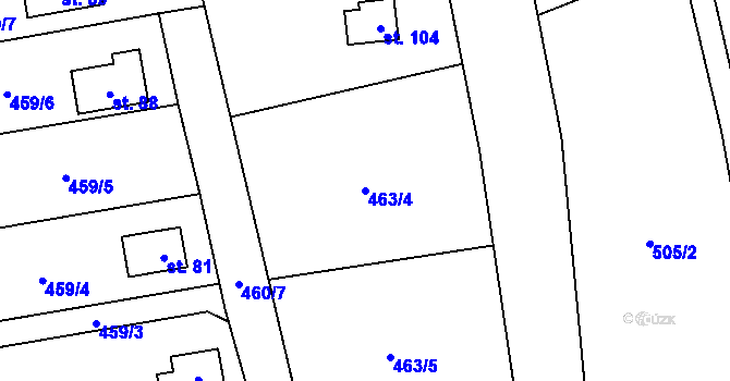 Parcela st. 463/4 v KÚ Krtov, Katastrální mapa