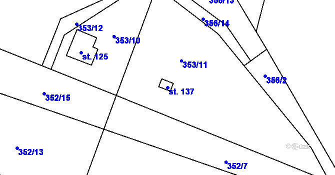 Parcela st. 137 v KÚ Krty, Katastrální mapa