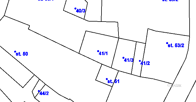 Parcela st. 41/1 v KÚ Krty, Katastrální mapa