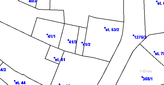 Parcela st. 41/2 v KÚ Krty, Katastrální mapa