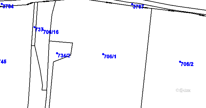 Parcela st. 706/1 v KÚ Krty, Katastrální mapa