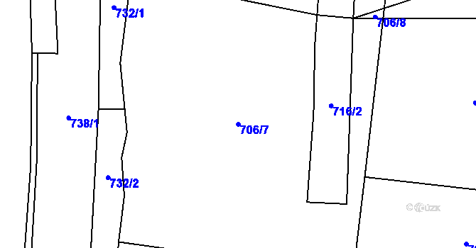 Parcela st. 706/7 v KÚ Krty, Katastrální mapa