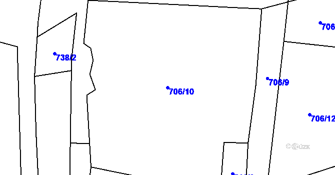 Parcela st. 706/10 v KÚ Krty, Katastrální mapa