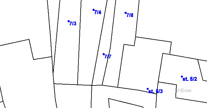Parcela st. 7/7 v KÚ Krty, Katastrální mapa