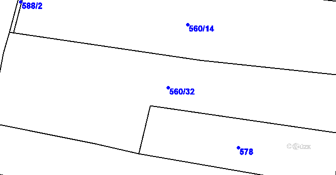 Parcela st. 560/32 v KÚ Krty, Katastrální mapa